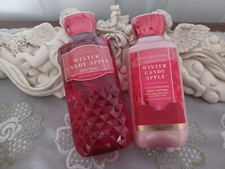 SET OF TWO BATH BODY WORKS WINTER CANDY APPLE BODY LOTION BODY WASH-NEW