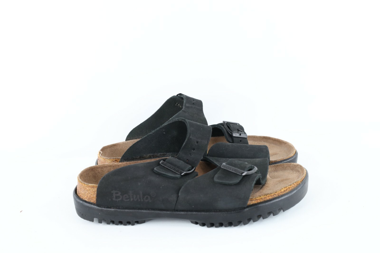 Vintage Betula Birkenstock Womens Size 5 Suede Leather Slip On Sandals Black image 3