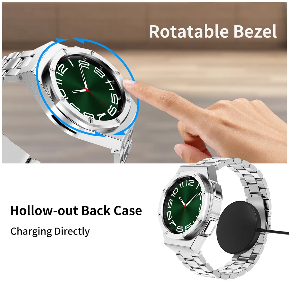 Funda de aleación de zinc correa de goma para reloj Samsung Galaxy 6Clásico 43/47 mm kit mod Foto 3 de 4