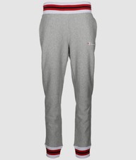  65 Champion Women's Gray Pull On Yarn Dye Stripe Trim Logo Jogger Pants Size M