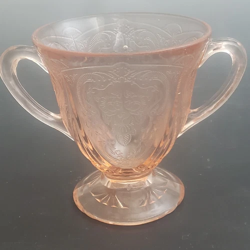 1934 Hazel Atlas~ Pink Depression~ Royal Lace~ Open Handled~ Sugar Bowl~ Vintage