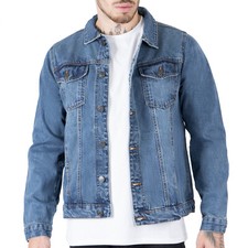 Mens Jacket Denim Trucker Jacket Classic Washed Vintage Style Jeans Coat For Men