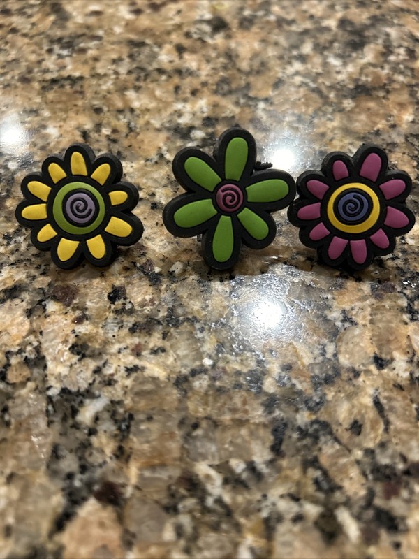 Flower Power Cheerful Thumb Tacks Push Pins  - 3 Piece Set - Unique!