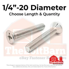 1/4"-20 316 Stainless Steel Phillips Flat Head Machine Screws (Pick Length&Qty)