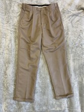 Perry Ellis Portfolio Dress Pants Men's 36x34 Light Brown Pleated Front EUC