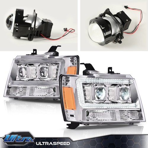 Coolstuffguru Compatible with Chevy Avalanche Tahoe Suburban LED Bar Clear Projector Headlights