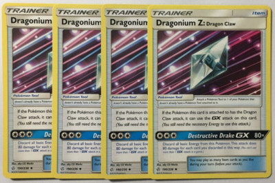 POKEMON 4X DRAGONIUM Z: DRAGON CLAW 190/236 COSMIC ECLIPSE UC NEAR MINT-PLAYSET