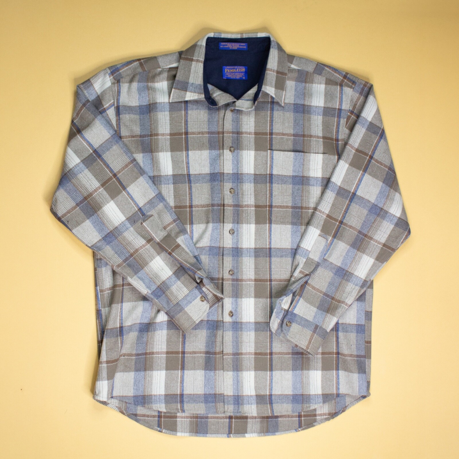 Pendleton Virgin Wool Beige Button Down Shirt Men… - image 1