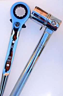 2 IN 1 Schwerlast Gerüstschlüssel 21 mm (7/16'') - 12'' Flachratsche 19 mm 21 mm