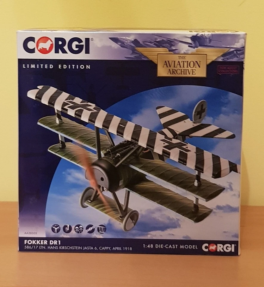 Corgi 1/48 AA38305 Fokker Dr.I Triplane Jasta 6, Hans Kirschstein, Cappy, France - Photo 2/4