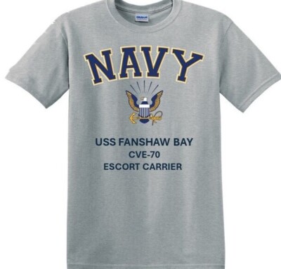 USS FANSHAW BAY CVE-70*E. CARRIER*NAVY EAGLE*SHIRT. OFFICIALLY LICENSED