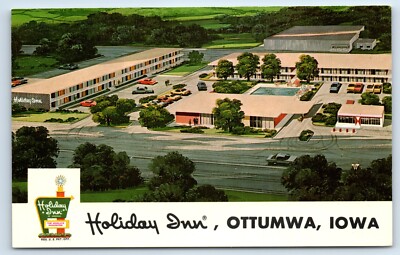 Holiday Inn Motel in Ottumwa Iowa artist rendering 1960s Postcard