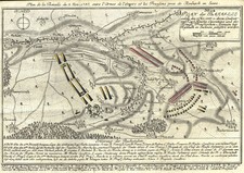 Braunsbedra Rossbach Schlacht 1758 Original Kupferstich 1760