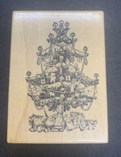 Vintage PSX Christmas Tree Rubber Stamp 1987 wood mounted 2.75 X 2 Made in USA