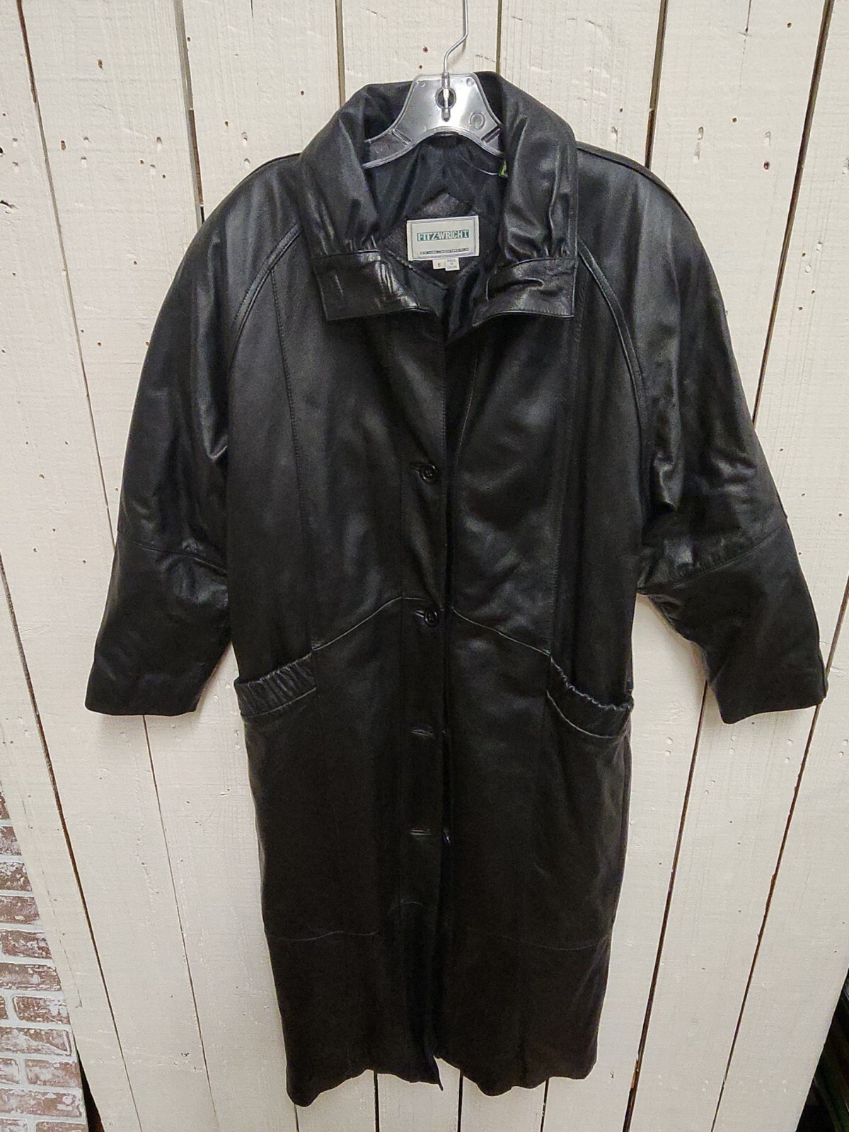 Fitz Wright Leather Jacket Long Sleeves Front But… - image 1