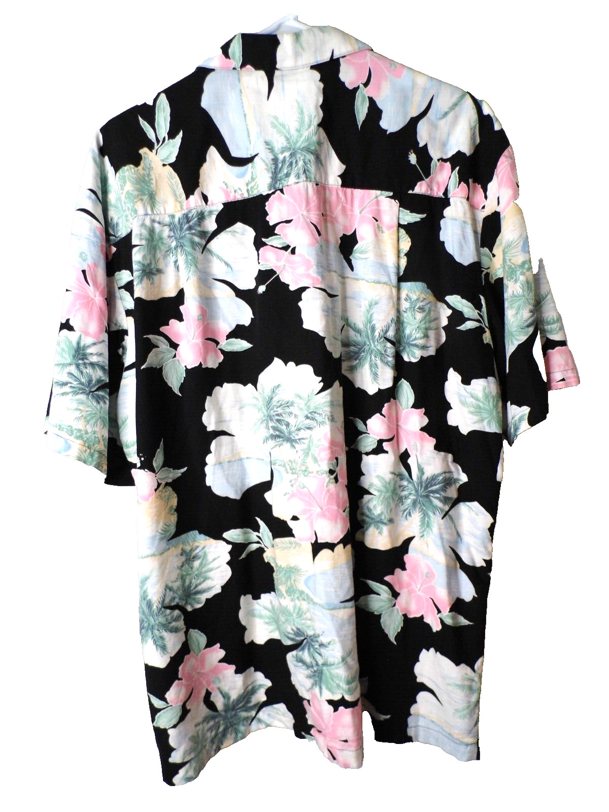 Shirt Paradise Found Men's Casual Hawaiian Button Down Floral Black Sz Large