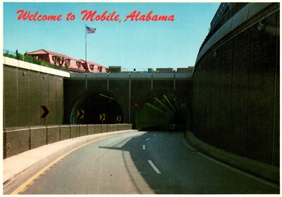 Twin Tunnels Of Interstate 10 Under The Mobile River Alabama Postcard
