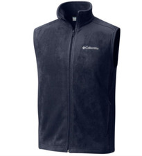 NWT MEN COLUMBIA STEENS MOUNTAIN FULL-ZIP WARM FLEECE SLEEVELESS VEST BLUE SMALL