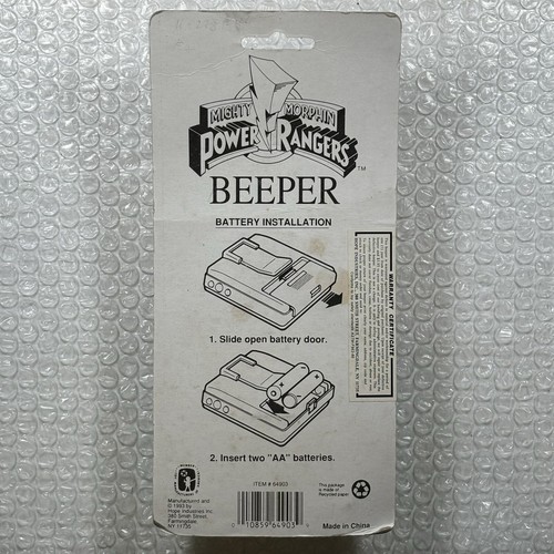 VINTAGE 1993 MIGHTY MORPHIN POWER RANGERS NERO BEEPER PAGER NUOVO SIGILLATO PKG - Foto 2 di 4