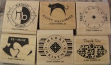 SUD STAMPIN' UP "PARTY PUNCH" WOOD SET OF 6 LIMITED EDITION NIB RET