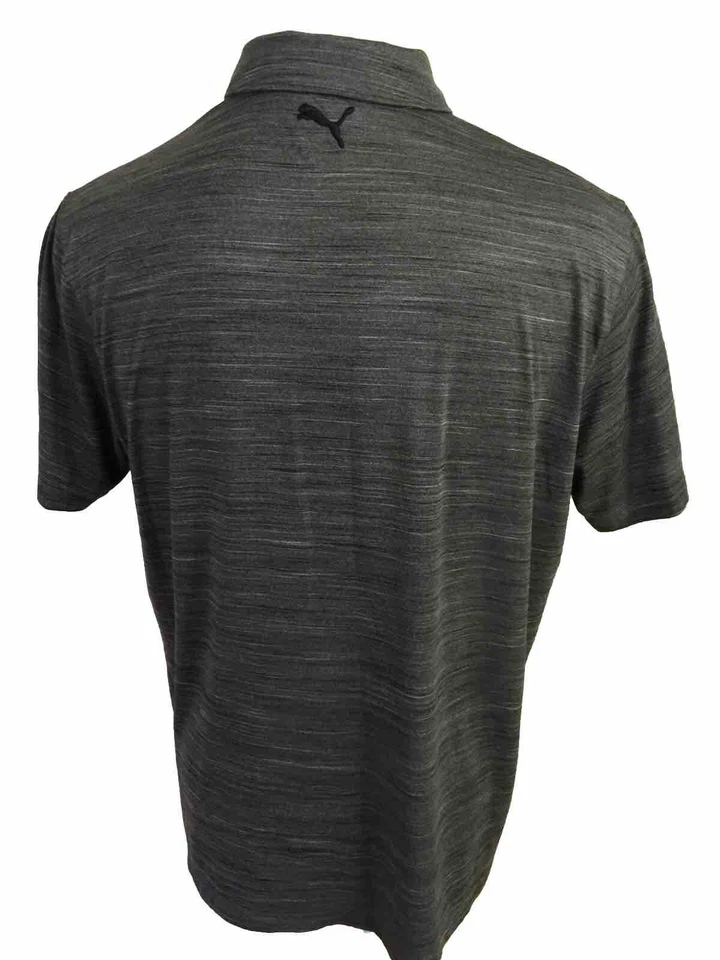 Camisa Puma XL Gris Rayas Hombres S/S Polo Manga Corta S/S con Bolsillo 6% Elastano Foto 2 de 4