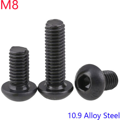 M8 - 1.25 black 10.9 Alloy Steel Hex Socket BUTTON HEAD Screws bolts DIN 7380