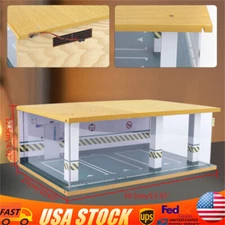 1/24 Scale Car Garage Model Diorama Parking Lot Scenery Display Box w/ Light