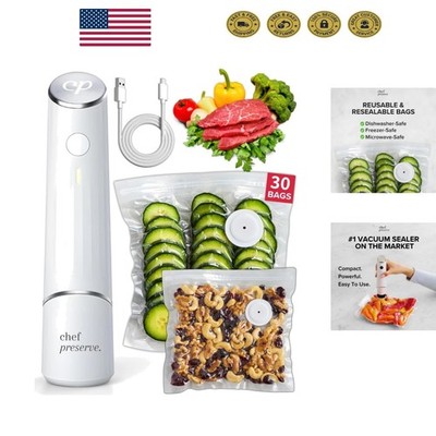 Powerful Portable Vacuum Sealer - Seal Meals in 5 Seconds with 30 Bags Included