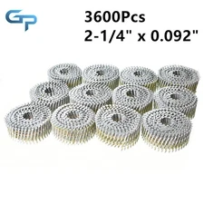 3600Pcs 15 Deg Collated Wire Coil Full Round Head 2-1/4" x 0.092" Siding Nails