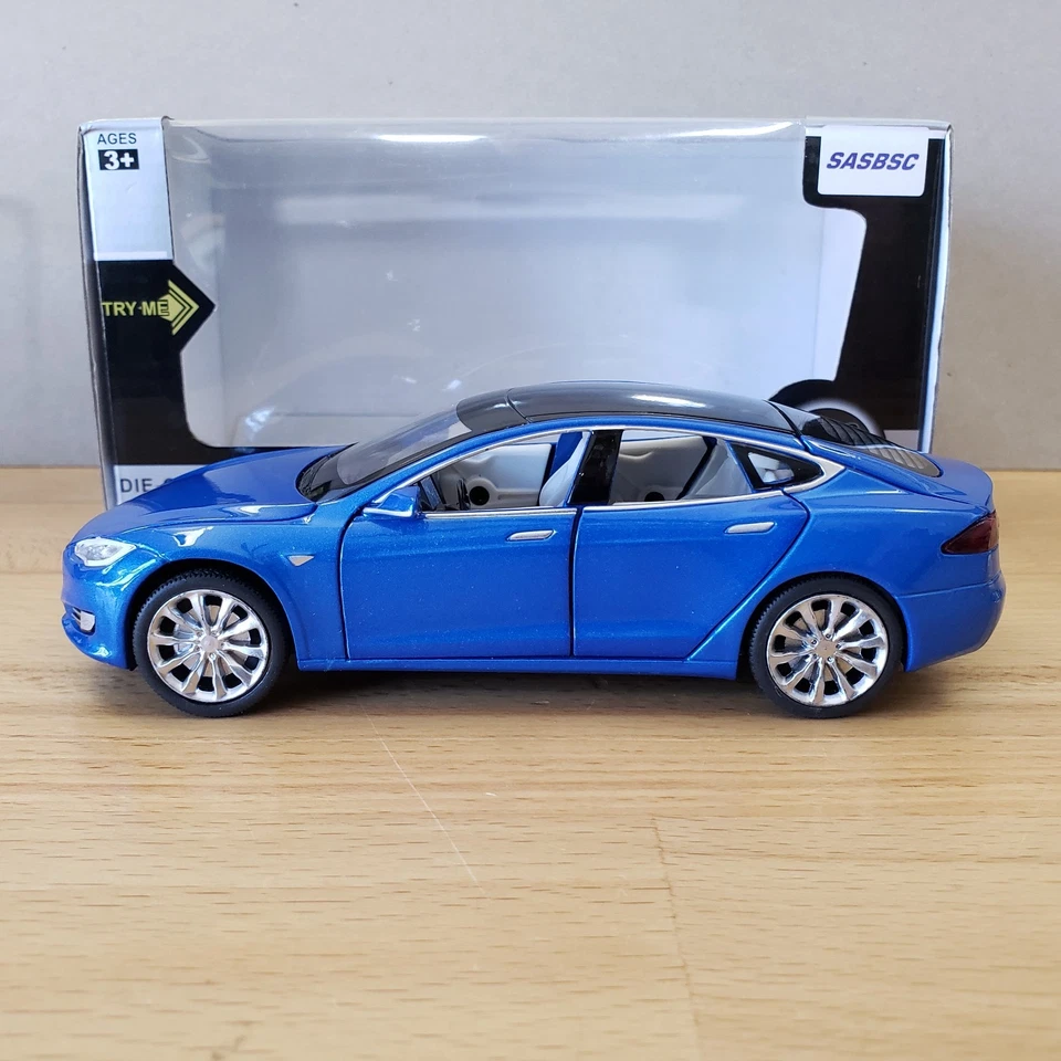 SASBSC Tesla Model S 100D Pull Back Power Diecast 1:32 Blue - Image 3 of 4