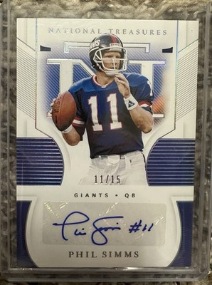 2020 National Treasures Football Phil Simms Auto #11/15 Jersey Number Giants