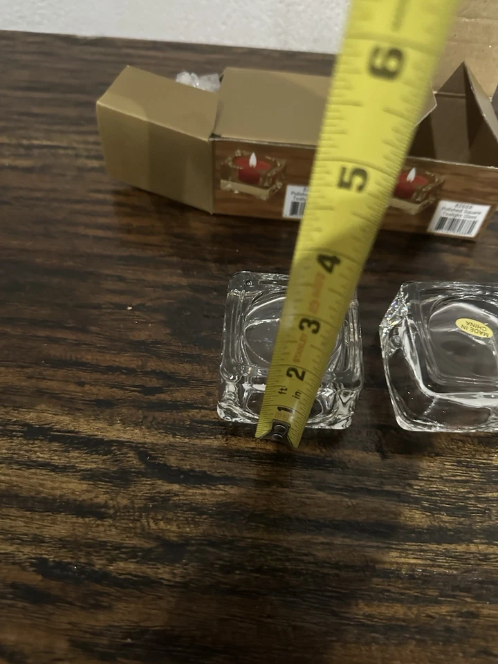 Candelabros votivos cuadrados de vidrio pulido transparente Gold Canyon 2 piezas Foto 4 de 4