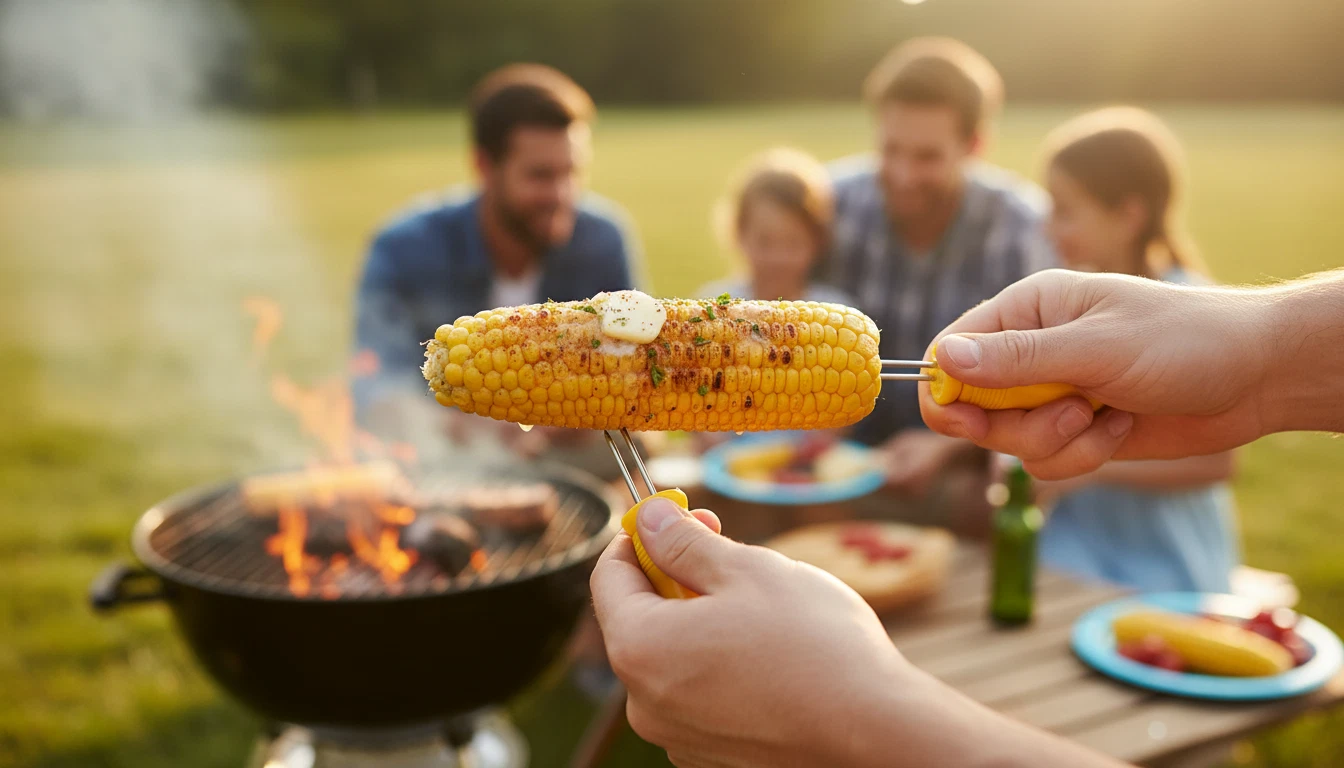 🔥Corn on the Cob Holders 8 Piece Set Easy Grip BBQ Corn Skewers Forks
