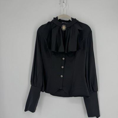 Scarlett Darkness top womens small S black high neck ruffle goth romantic vamp