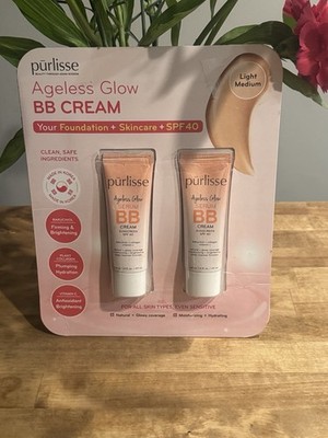 Purlisse Ageless Glow Serum BB Cream SPF 40 - Light Medium 2 Pack 1.4 Fl Oz Each