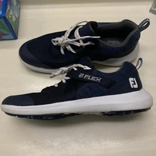 FootJoy FJ Flex Navy White Spikeless Golf Shoes - Men Size 8 - Great Condition 