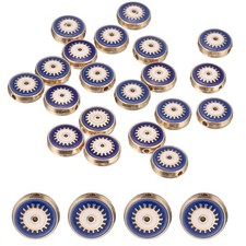 20 Pcs Flat Round Evil Eye Beads Loose Spacer Beads, Bright Blue