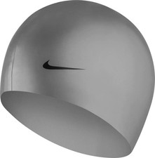 Brand New Nike Solid Silicone Swimming Cap One Size Silver/Black