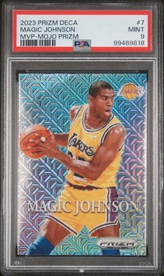 2023 PANINI PRIZM DECA MOST VALUABLE PLAYERS MOJO PRIZM MAGIC JOHNSON 9/25 PSA 9