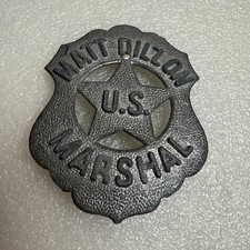 Gunsmoke Matt Dillon 1959 US Marshal Toy Badge - Vintage Metal Toy Badge