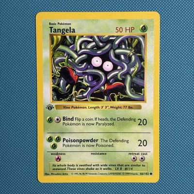 Pokémon Vintage 1st Edition Tangela 066/102 Base Set (Shadowless) Wotc 1999