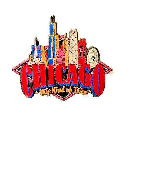 VINTAGE 1980's Chicago Skyline 5" RUBBER Refrigerator  Magnet