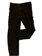 Washed Black Cargo Pants Casual Relaxed Baggy Fit Unisex Large