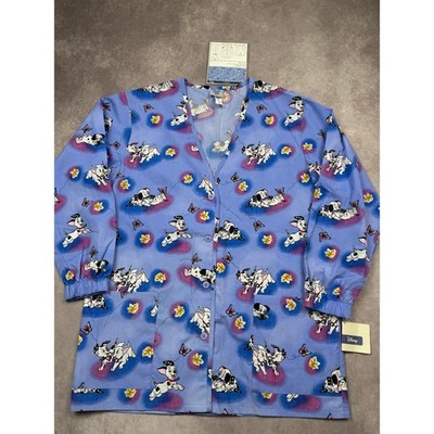 NWT VTG 2003 Disney X Barco Uniforms 101 Dalmatians Blue Scrub Jacket Size S USA