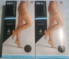 Silk Impressions Pantyhose, Hi Waist Sheer 4-Pack 3XL Coffee Bean 2 Packs 8 PAIR