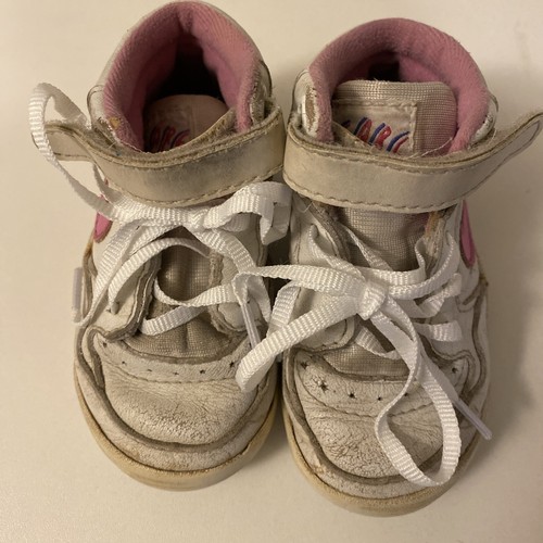 Vintage Girls Nike Flare Baby Shoes 1991 Thailand Pink White Rare 5 - Picture 10 of 12