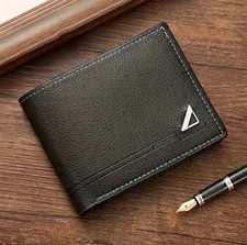Men s Genuine Leather Slim Bifold Wallet Slim RFID Block Card Holder Gift Black