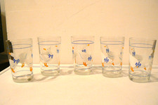 VTG Set 5 Morning Star Country Goose Ducks Glass Jar 4" Tumbler Drinking Glass