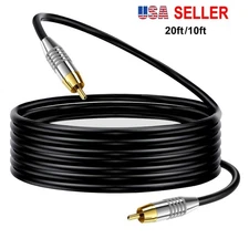 RCA Cable 20ft/10ft, Gold Plated Connectors, Speakers, Subwoofers, Amp, TV, Etc.