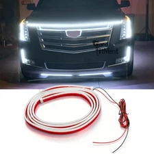 For Cadillac Escalade LED Hood Light Strip Scan Start Up Dynamic DRL White Lamp